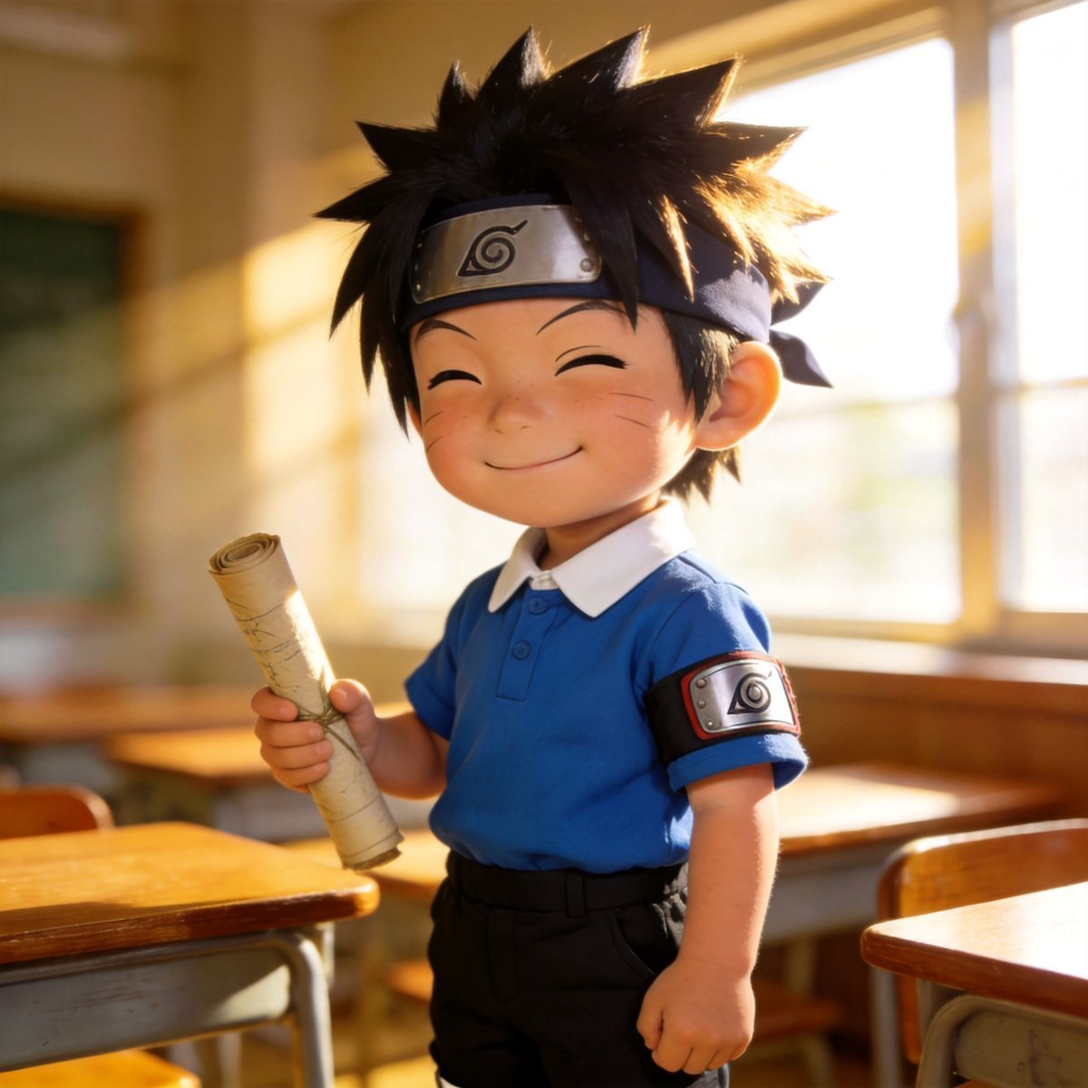 Iruka giving Naruto headband